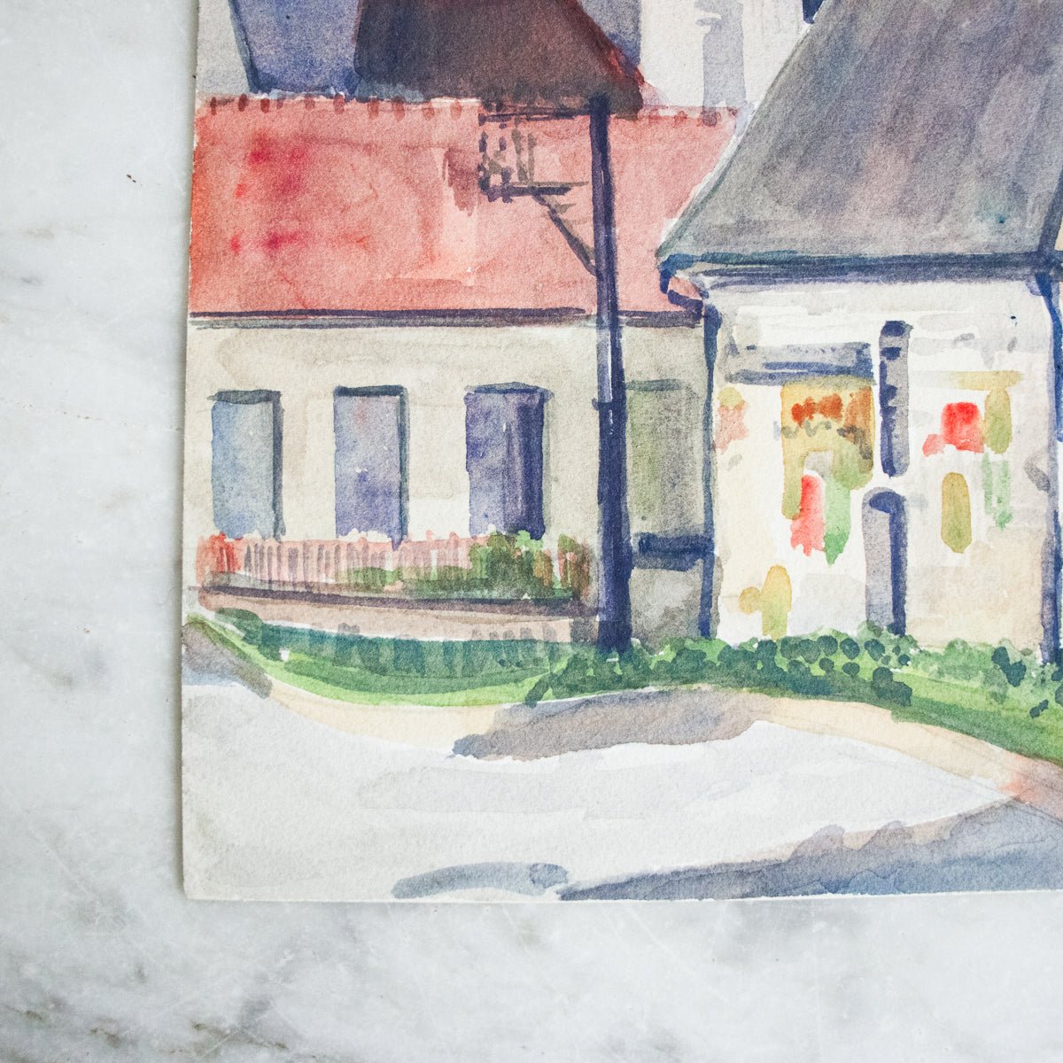 Bourgogne Village Watercolor Painting - elsie green - art
