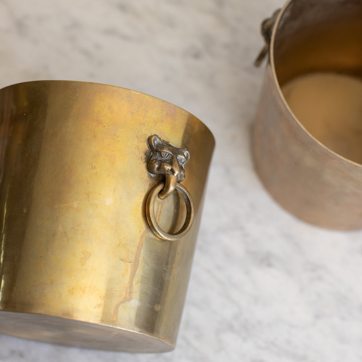 Brass Cachepot with Lion Handles - elsie green - decor