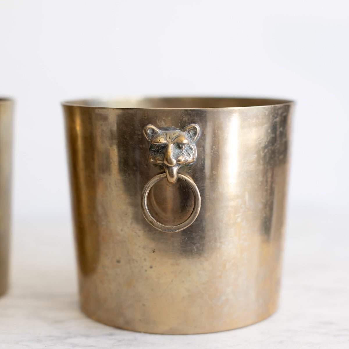 Brass Cachepot with Lion Handles - elsie green - decor