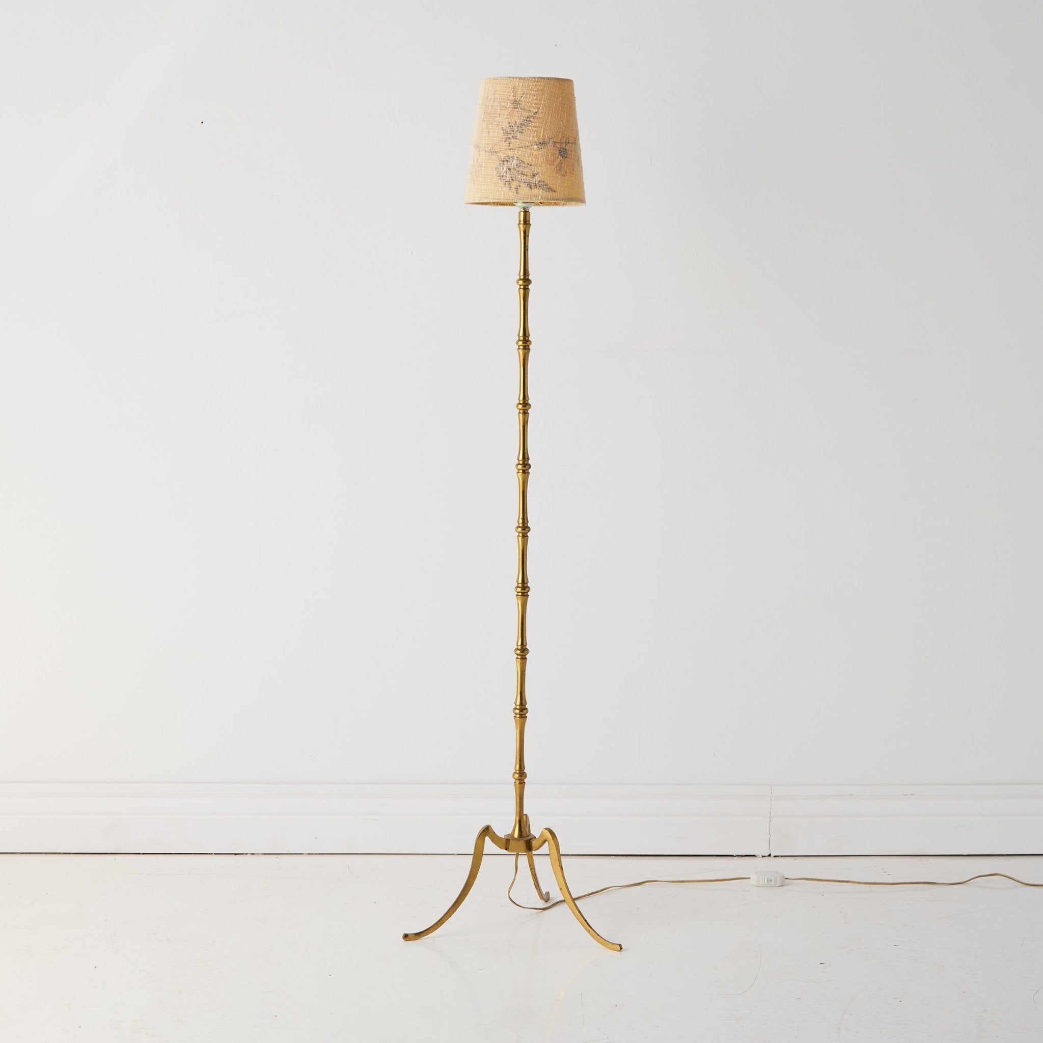 Brass Floor Lamp with Botanical Shade - elsie green - decor