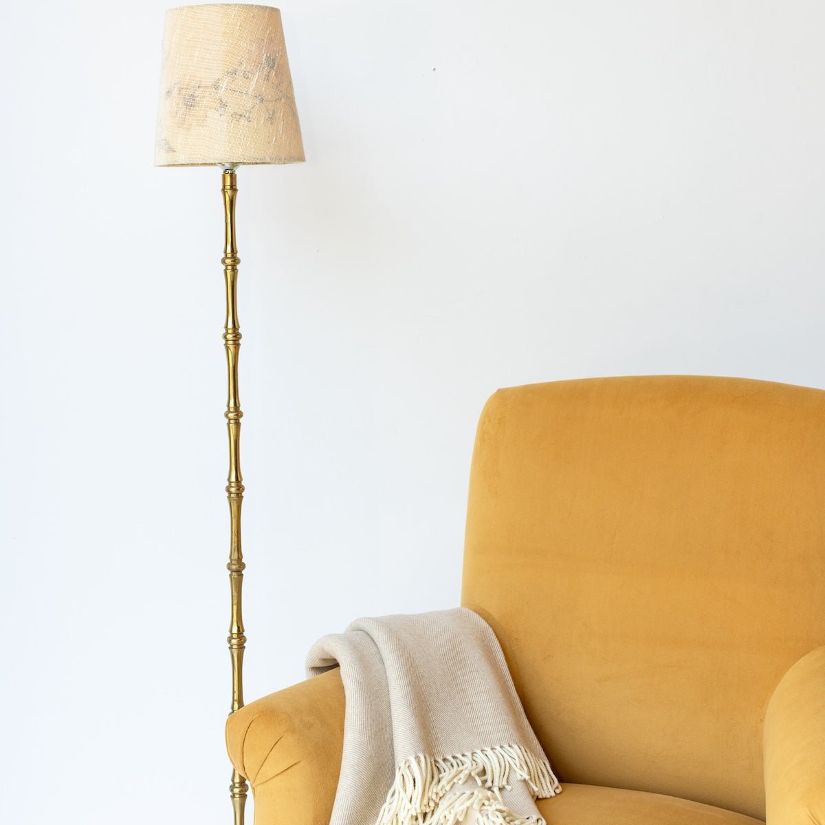 Brass Floor Lamp with Botanical Shade - elsie green - decor