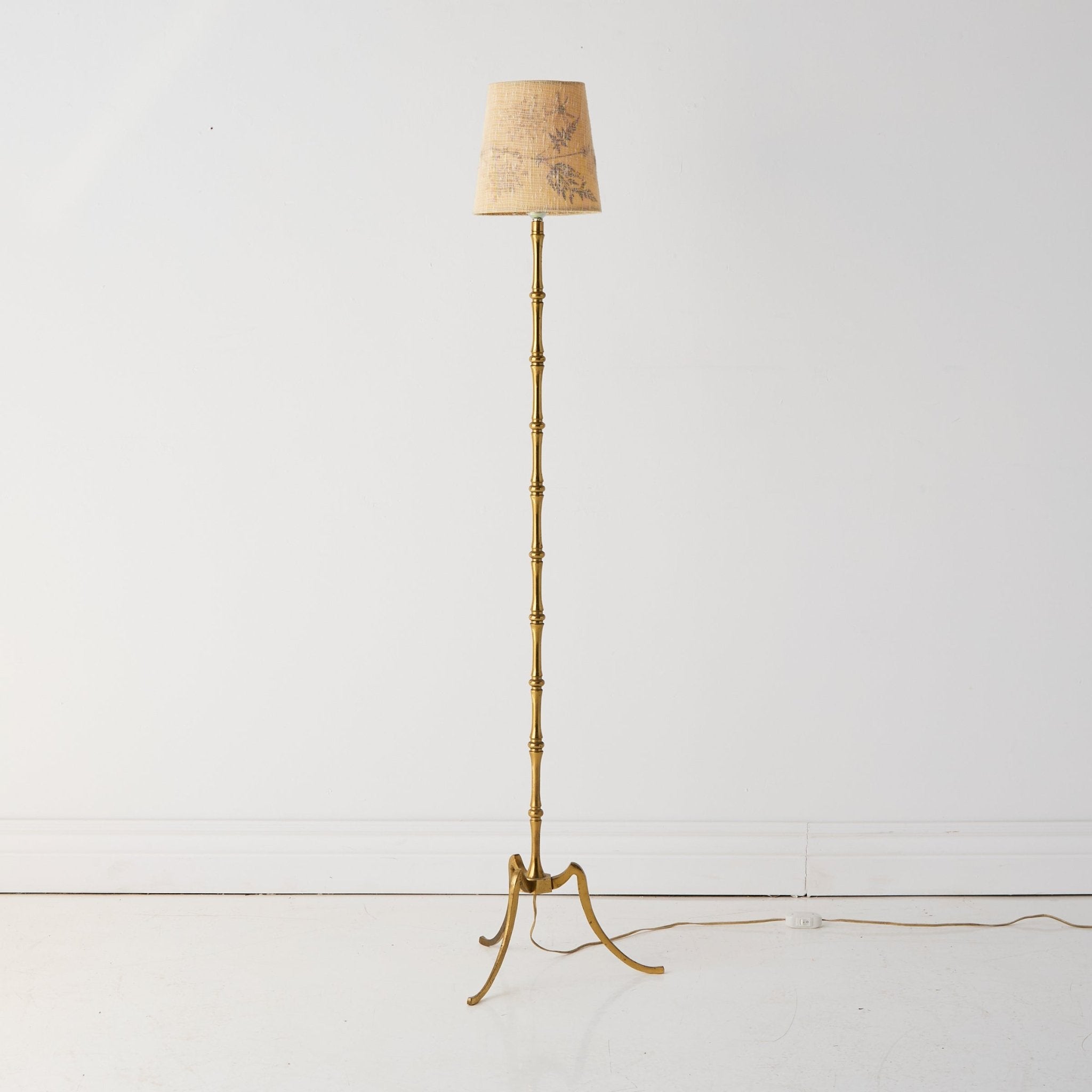 Brass Floor Lamp with Botanical Shade - elsie green - decor