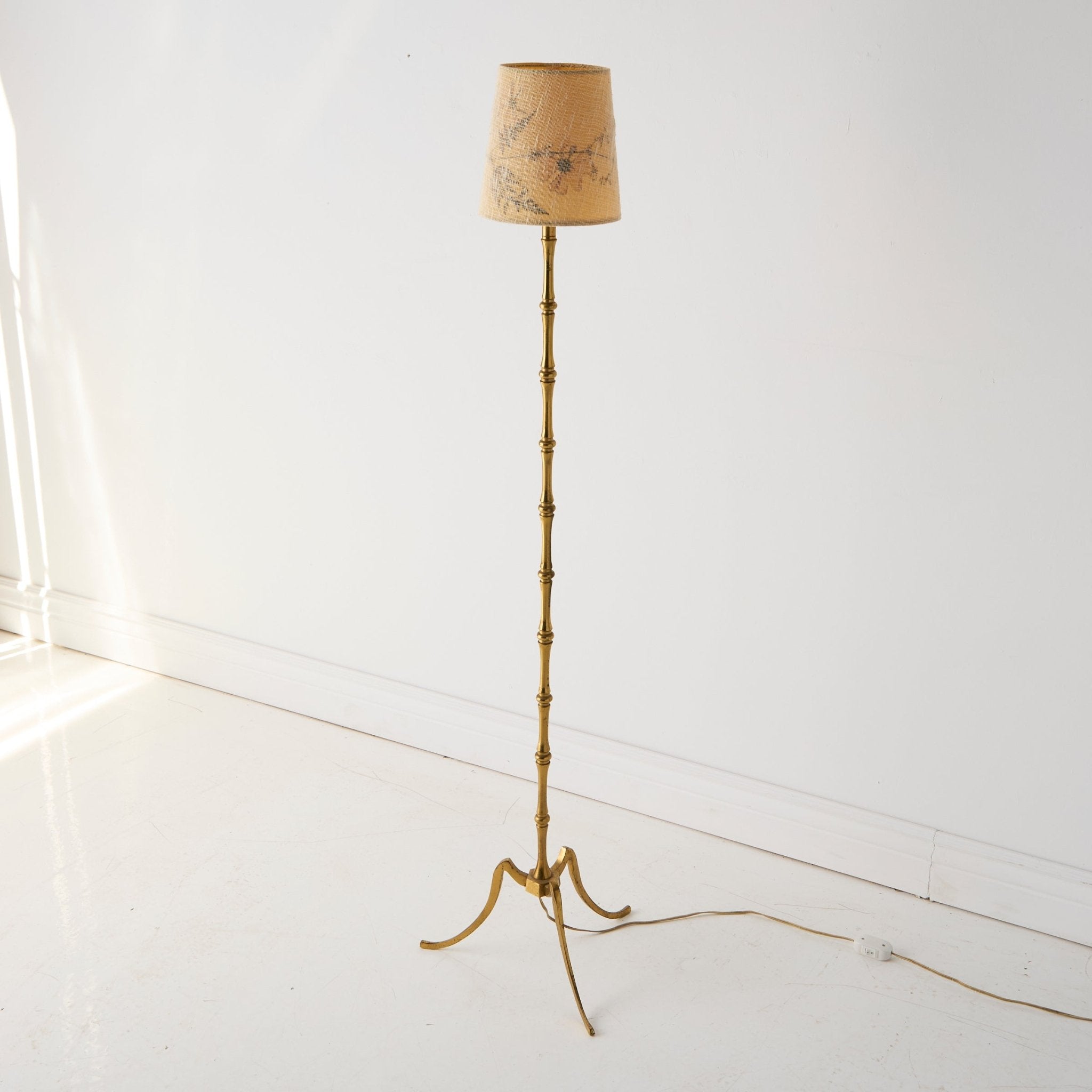 Brass Floor Lamp with Botanical Shade - elsie green - decor