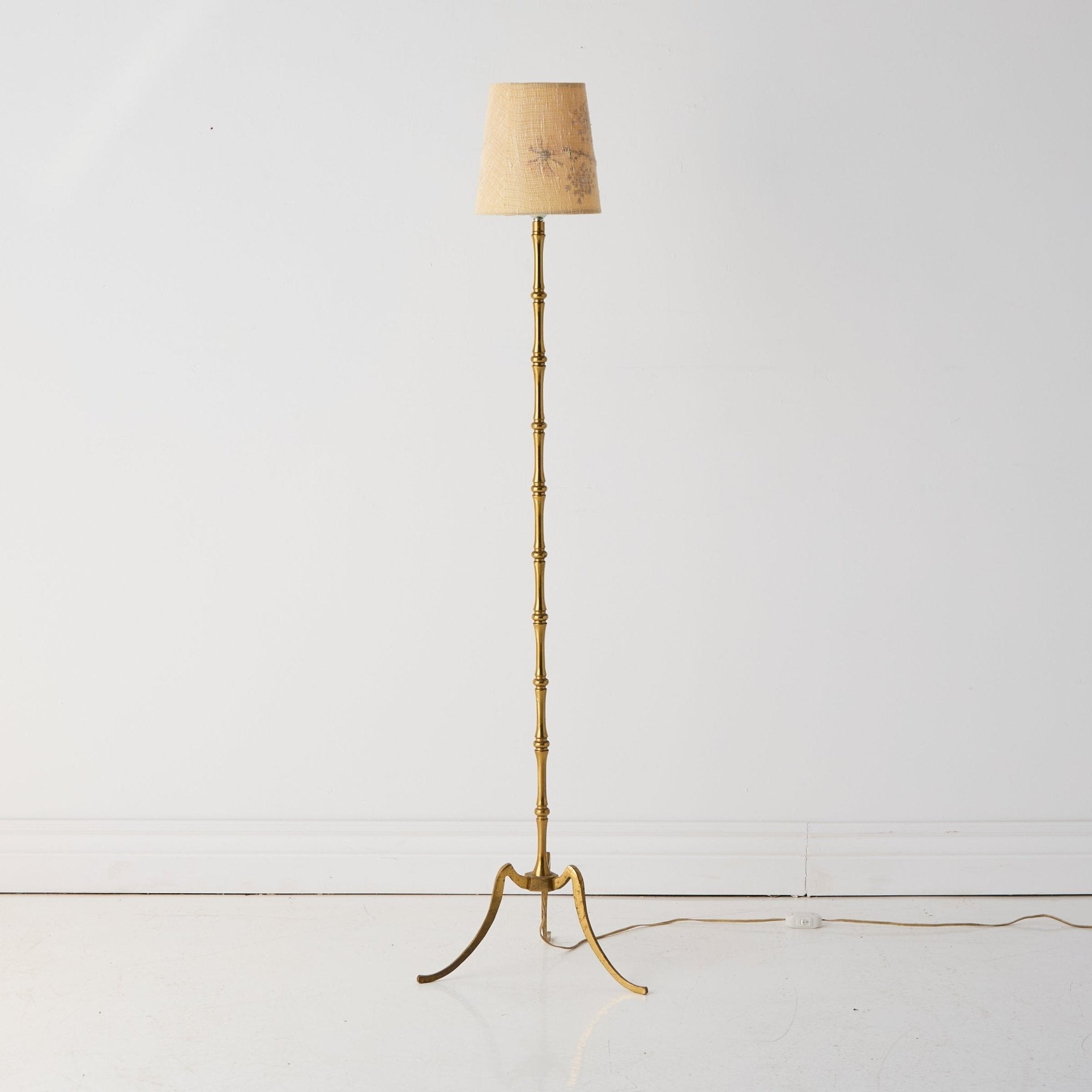 Brass Floor Lamp with Botanical Shade - elsie green - decor