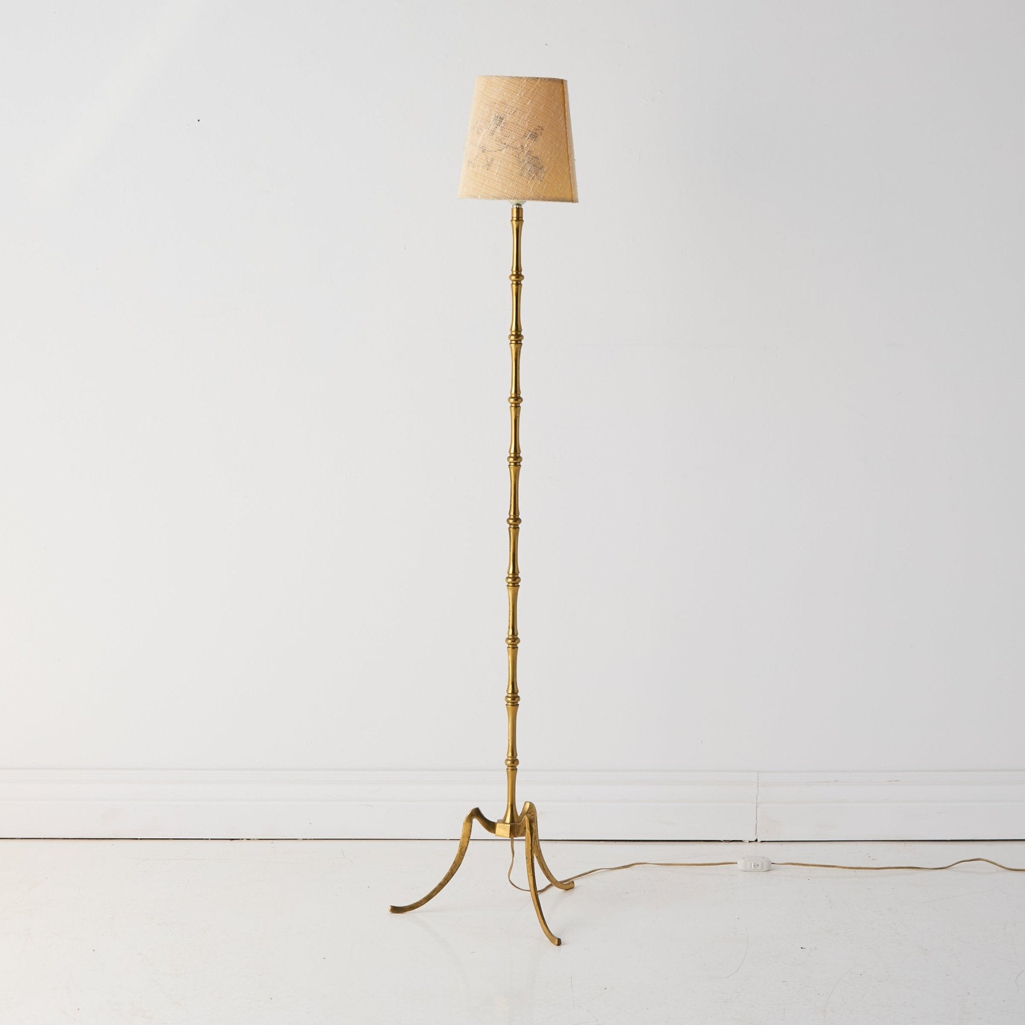 Brass Floor Lamp with Botanical Shade - elsie green - decor