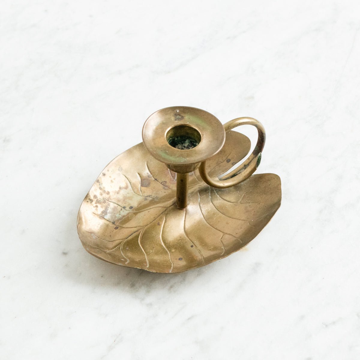Brass Lilypad Chamber Candlestick - elsie green - Decor