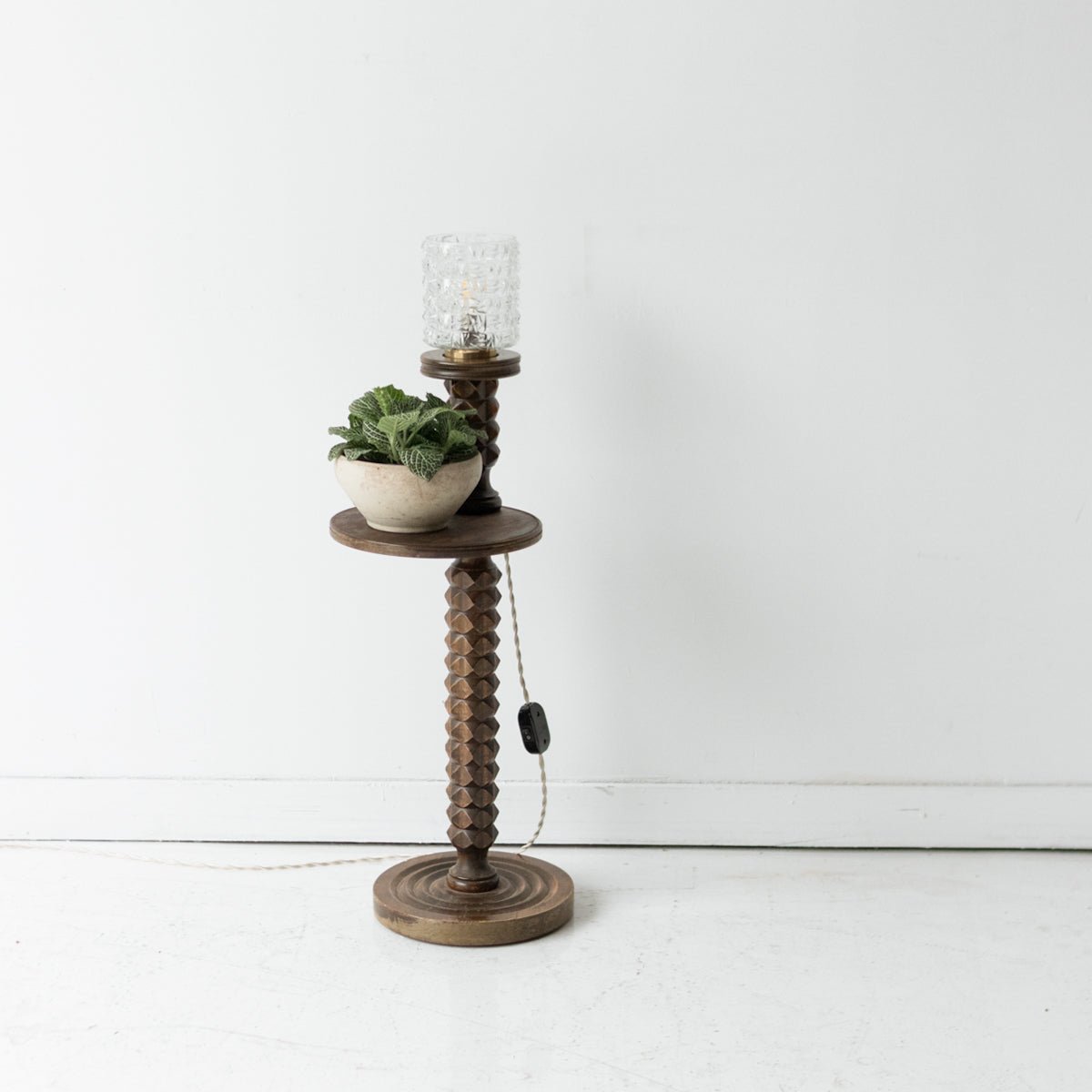 Carved Table with Hurricane Lamp - elsie green - Decor