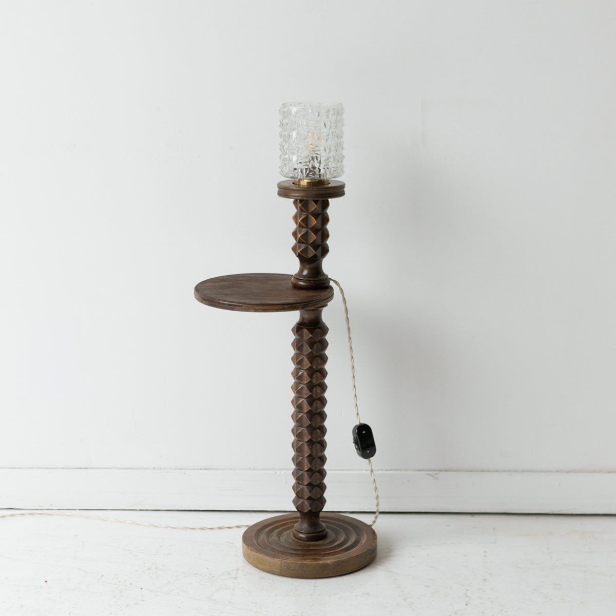 Carved Table with Hurricane Lamp - elsie green - Decor