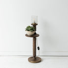 Carved Table with Hurricane Lamp - elsie green - Decor