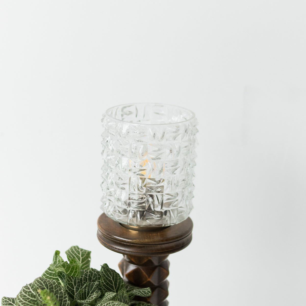 Carved Table with Hurricane Lamp - elsie green - Decor