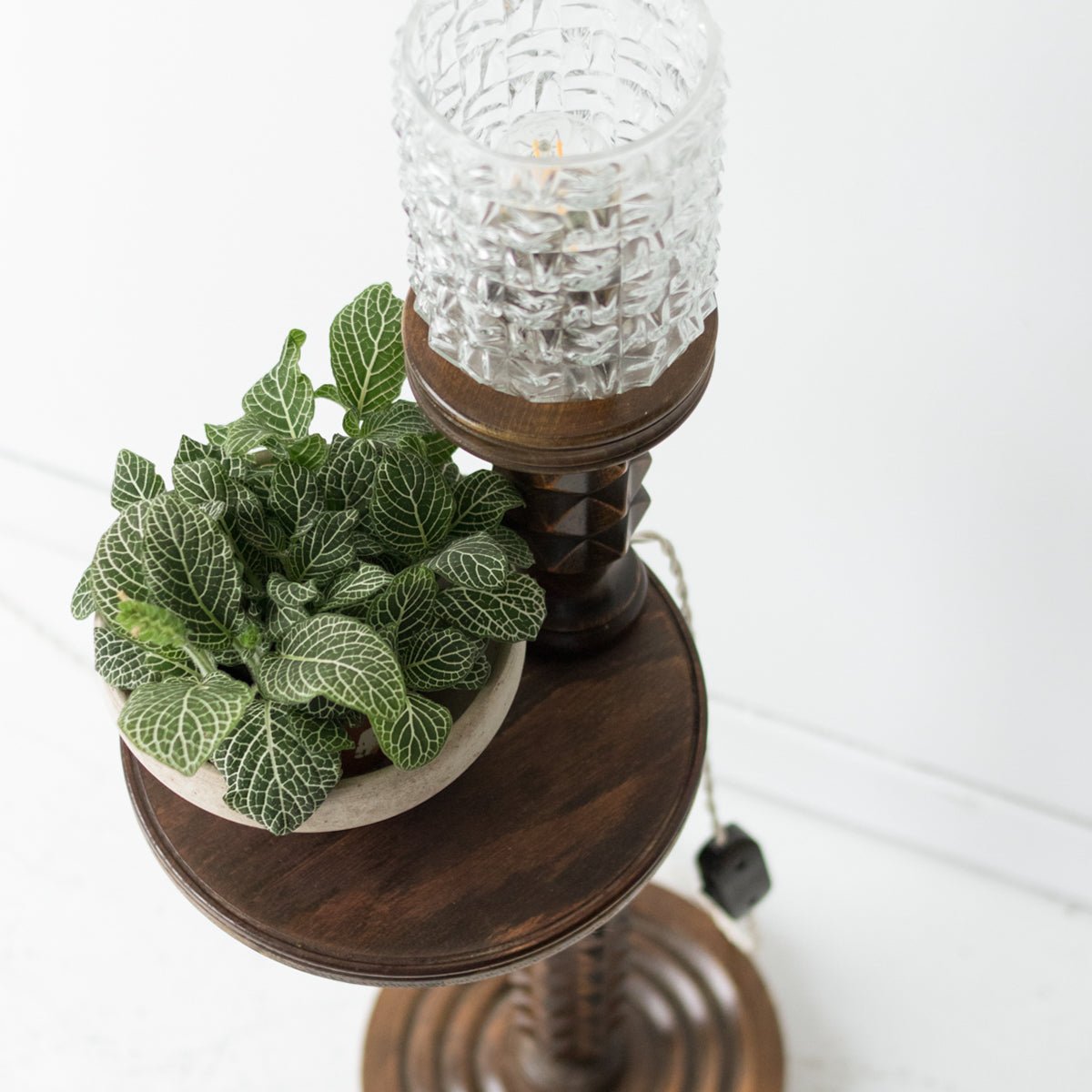 Carved Table with Hurricane Lamp - elsie green - Decor