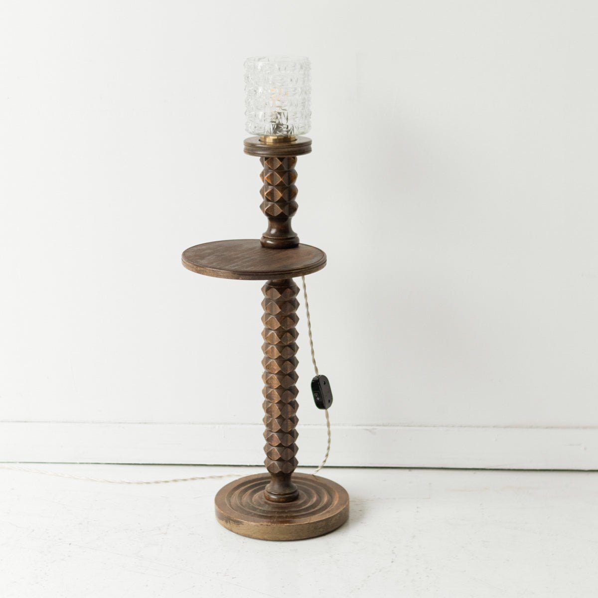 Carved Table with Hurricane Lamp - elsie green - Decor