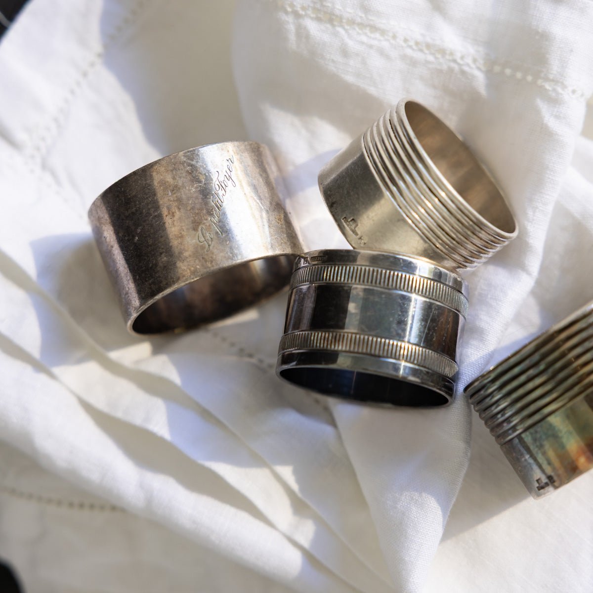 Christofle Silver Napkin Ring Set of 4 - elsie green - the french kitchen