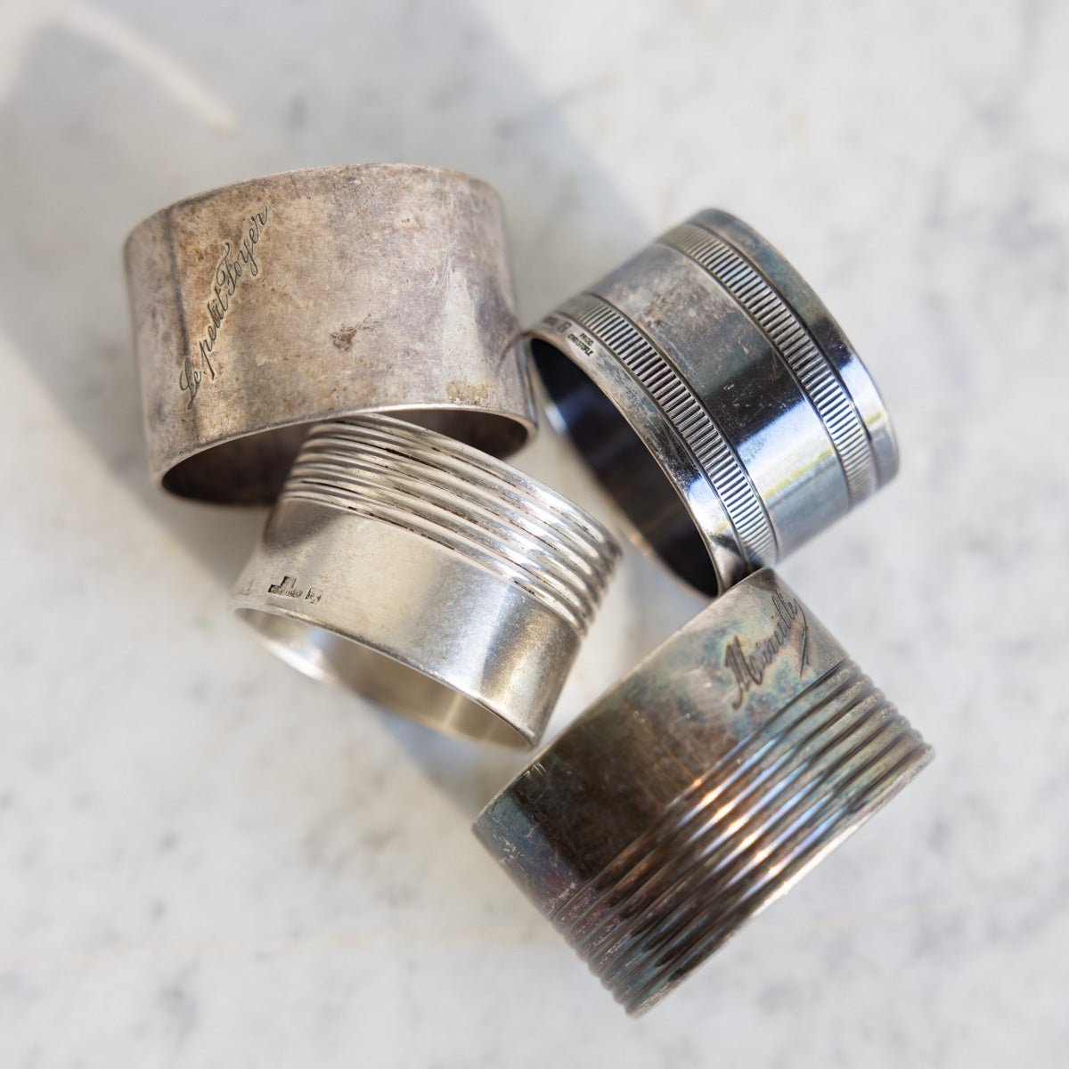 Christofle Silver Napkin Ring Set of 4 - elsie green - the french kitchen