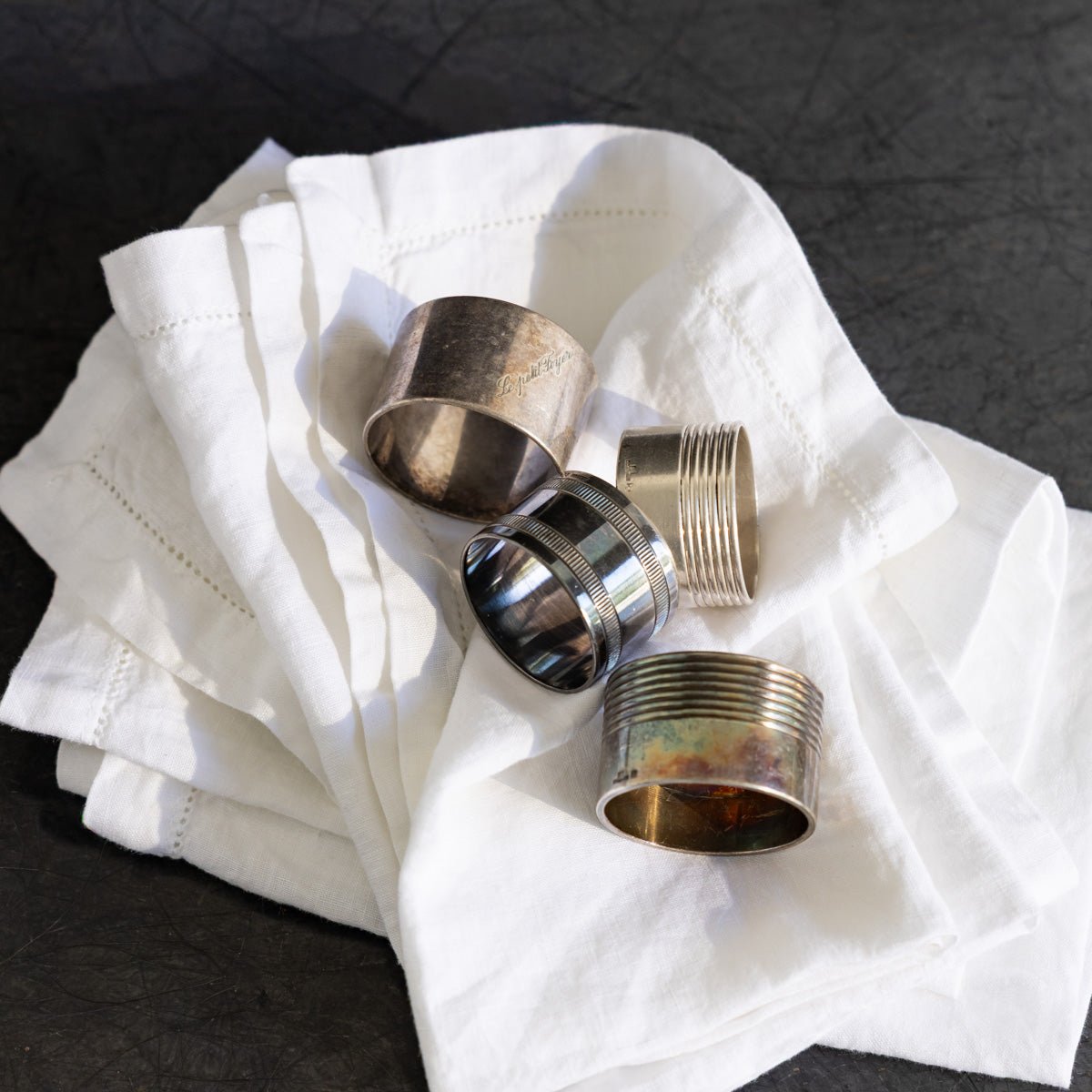 Christofle Silver Napkin Ring Set of 4 - elsie green - the french kitchen