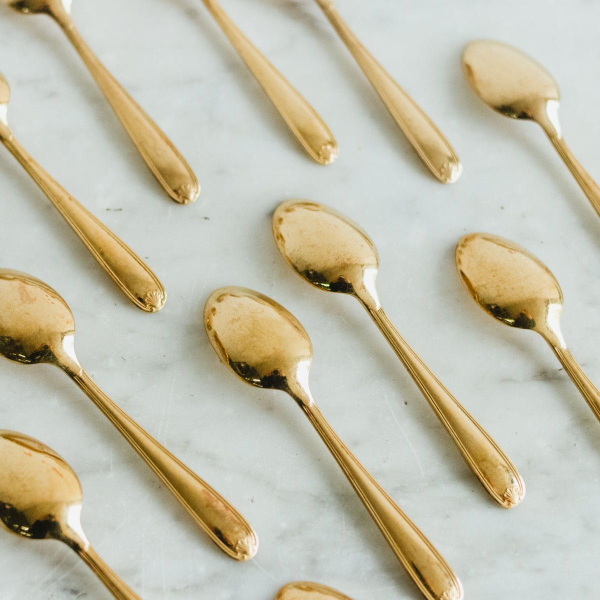 Christofle Vendome Gold - plated Demitasse Spoon Set of 12 - elsie green - the french kitchen