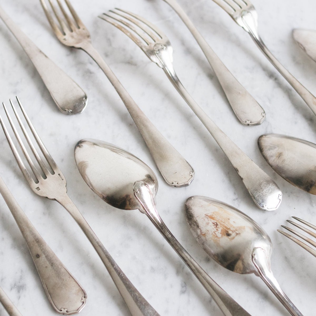 Christofle Vintage Spoon & Fork Set Of 14 - elsie green - The French Kitchen