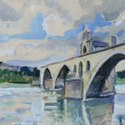 Cityscape with Bridge Watercolor Painting | Dated 1956 - elsie green - art