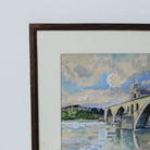 Cityscape with Bridge Watercolor Painting | Dated 1956 - elsie green - art