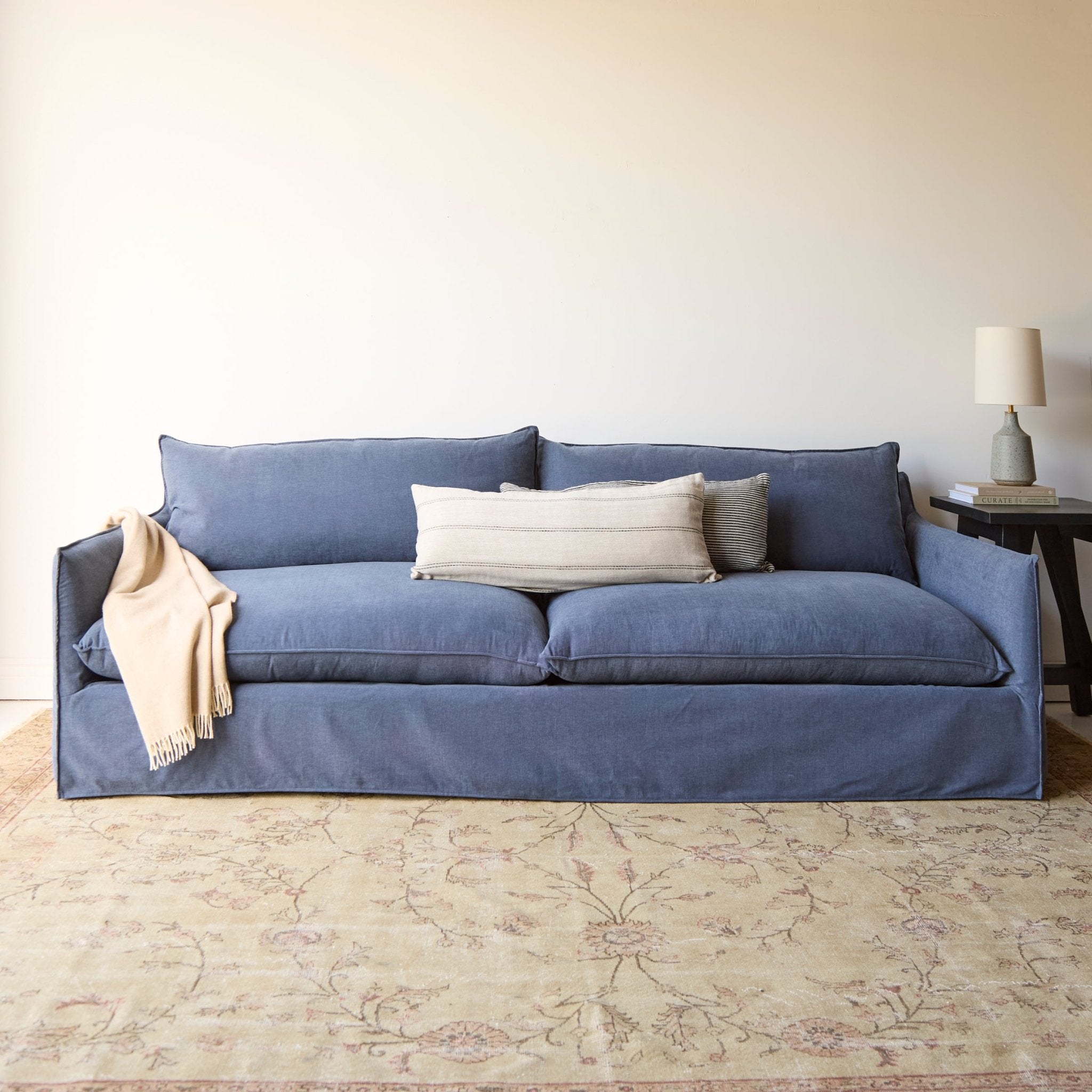 Claremont Extra Long Slipcovered Sofa - elsie green - furniture