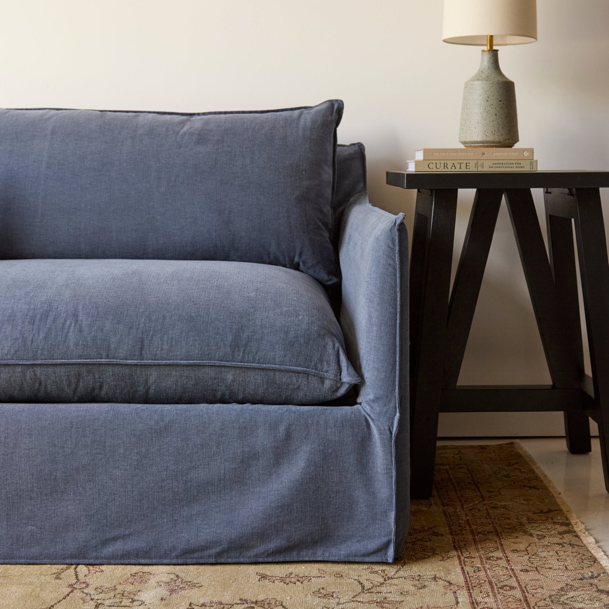 Claremont Extra Long Slipcovered Sofa - elsie green - furniture