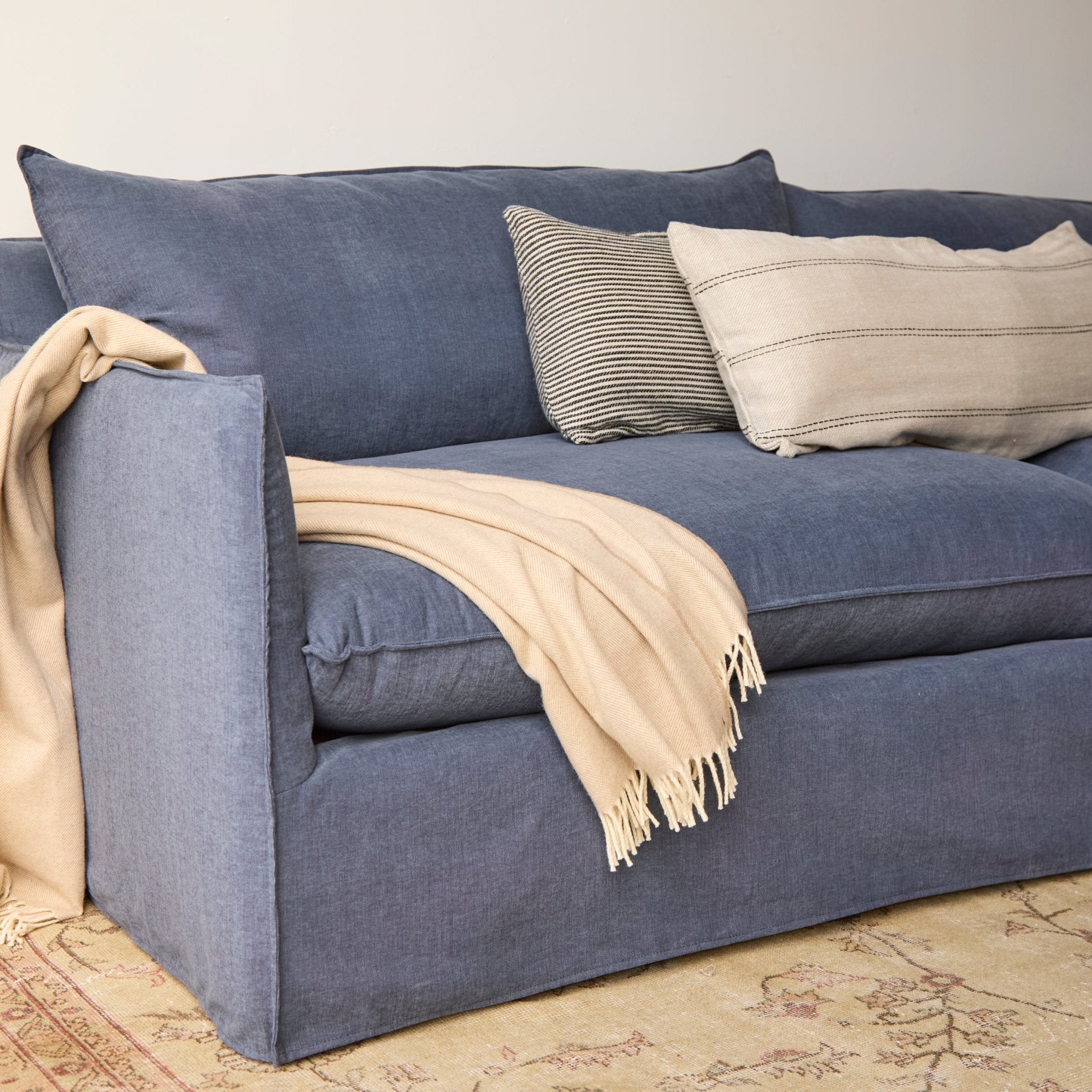 Claremont Extra Long Slipcovered Sofa - elsie green - furniture