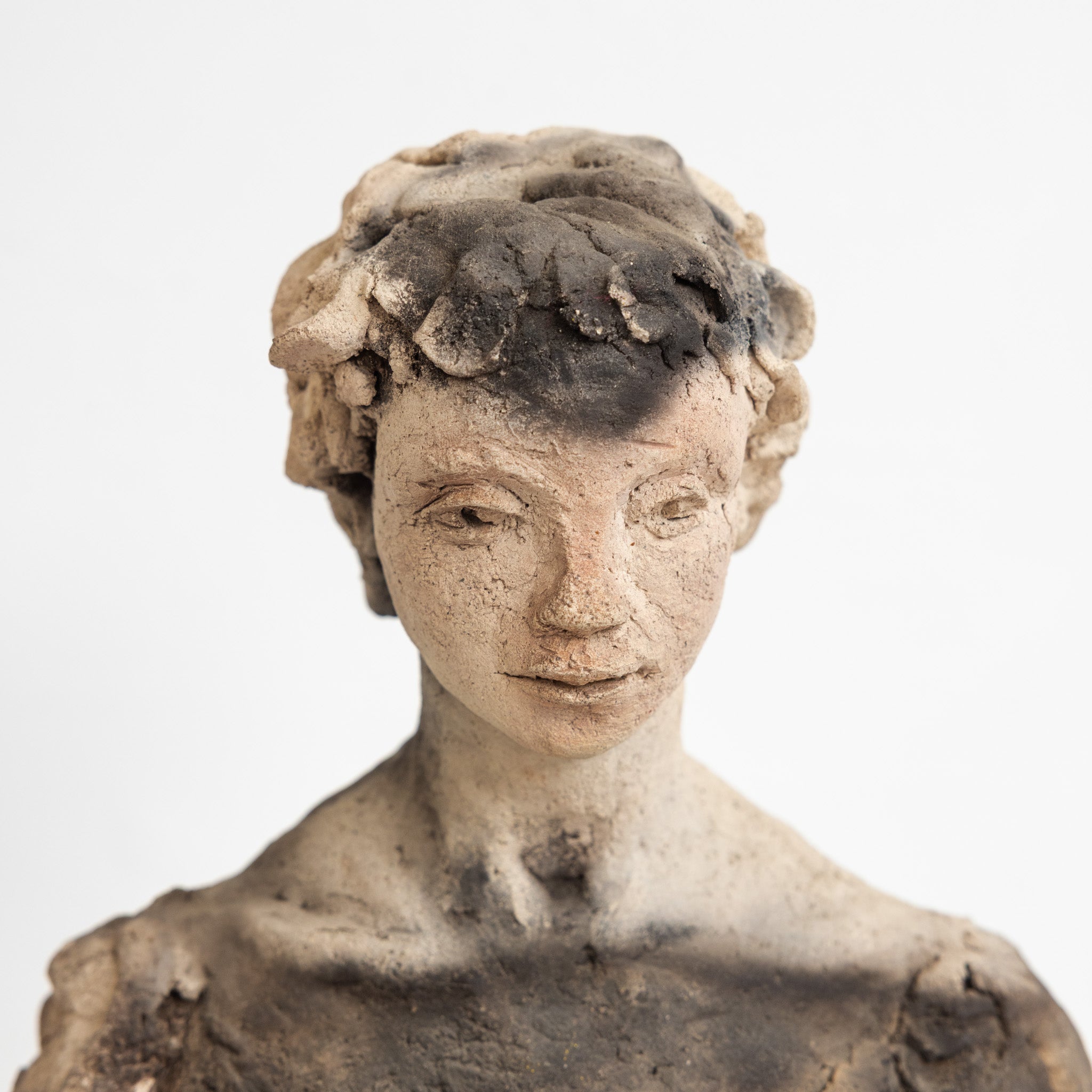 Clay Bust of Pensive Woman - elsie green - art