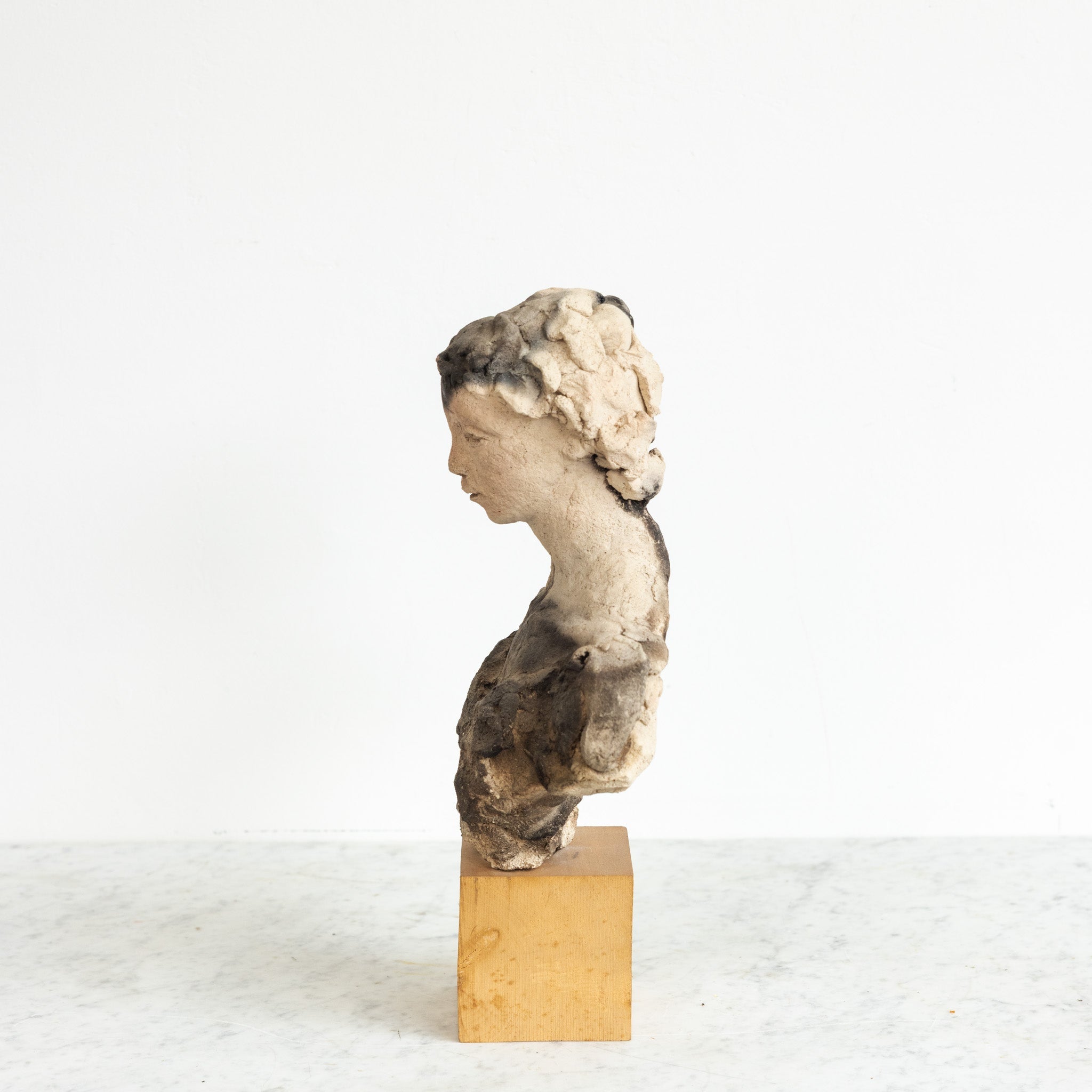 Clay Bust of Pensive Woman - elsie green - art