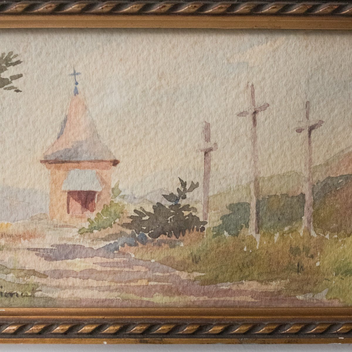 Countryside Chapel Watercolor Painting - elsie green - Art