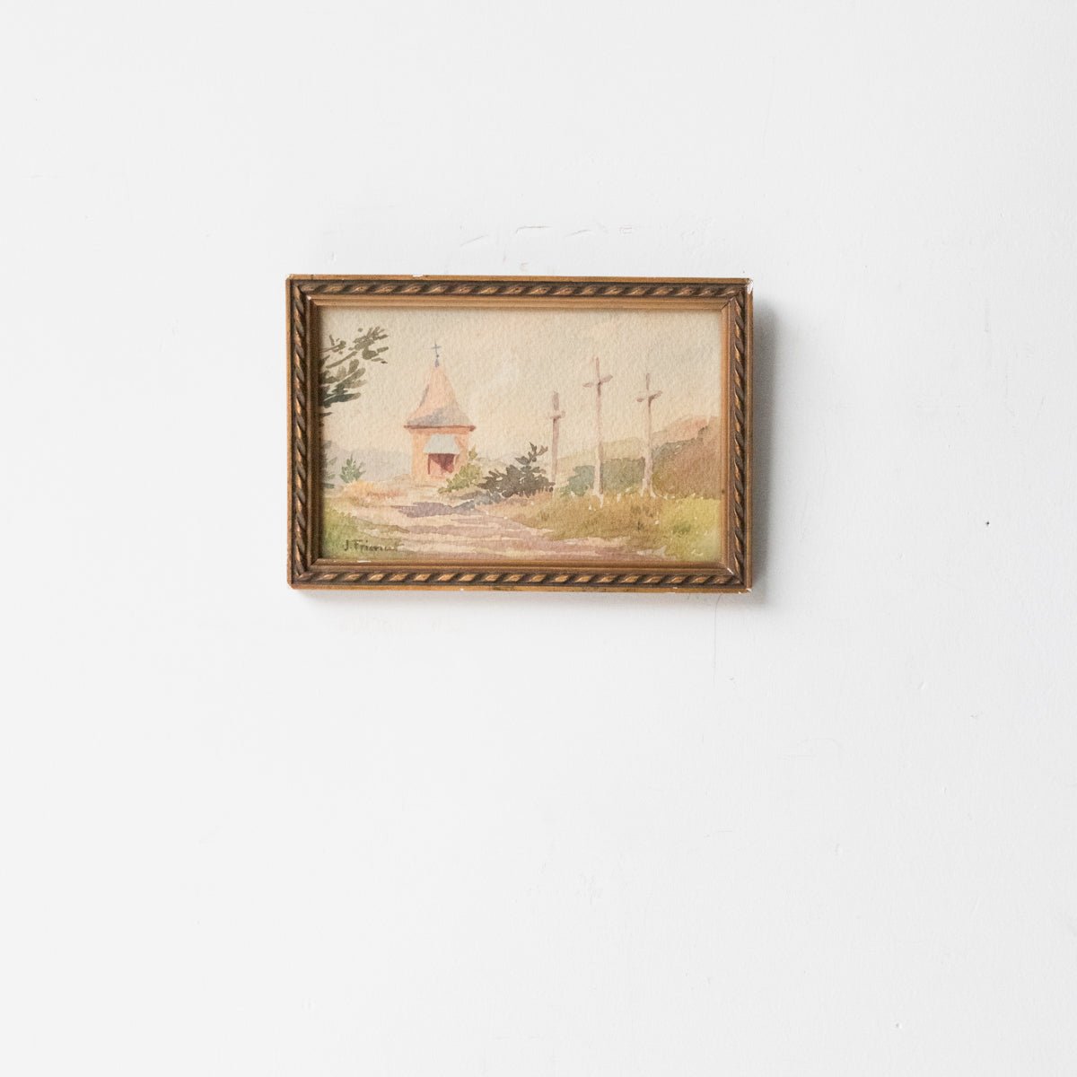 Countryside Chapel Watercolor Painting - elsie green - Art