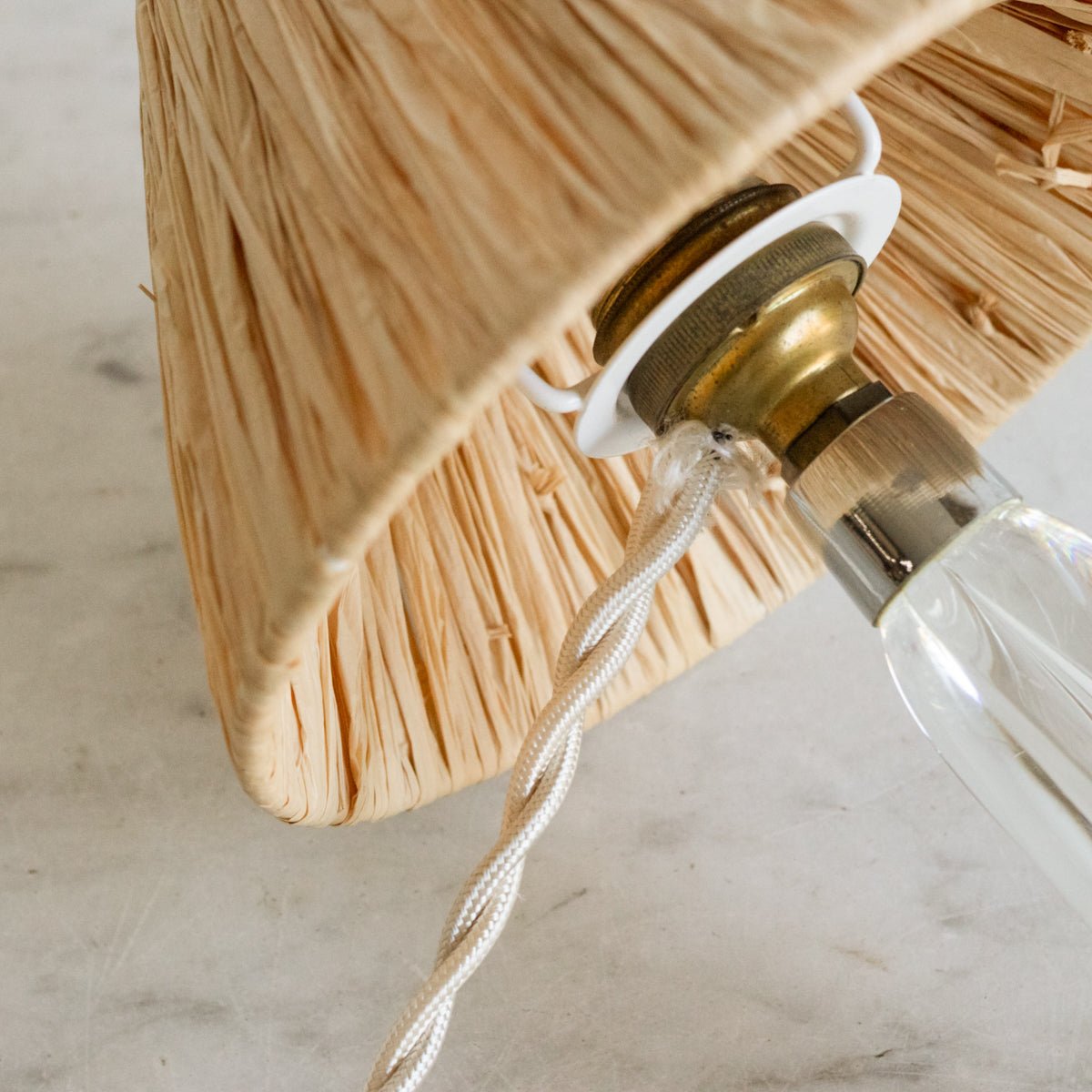 Crystal Accent Lamp with Straw Shade - elsie green - Decor