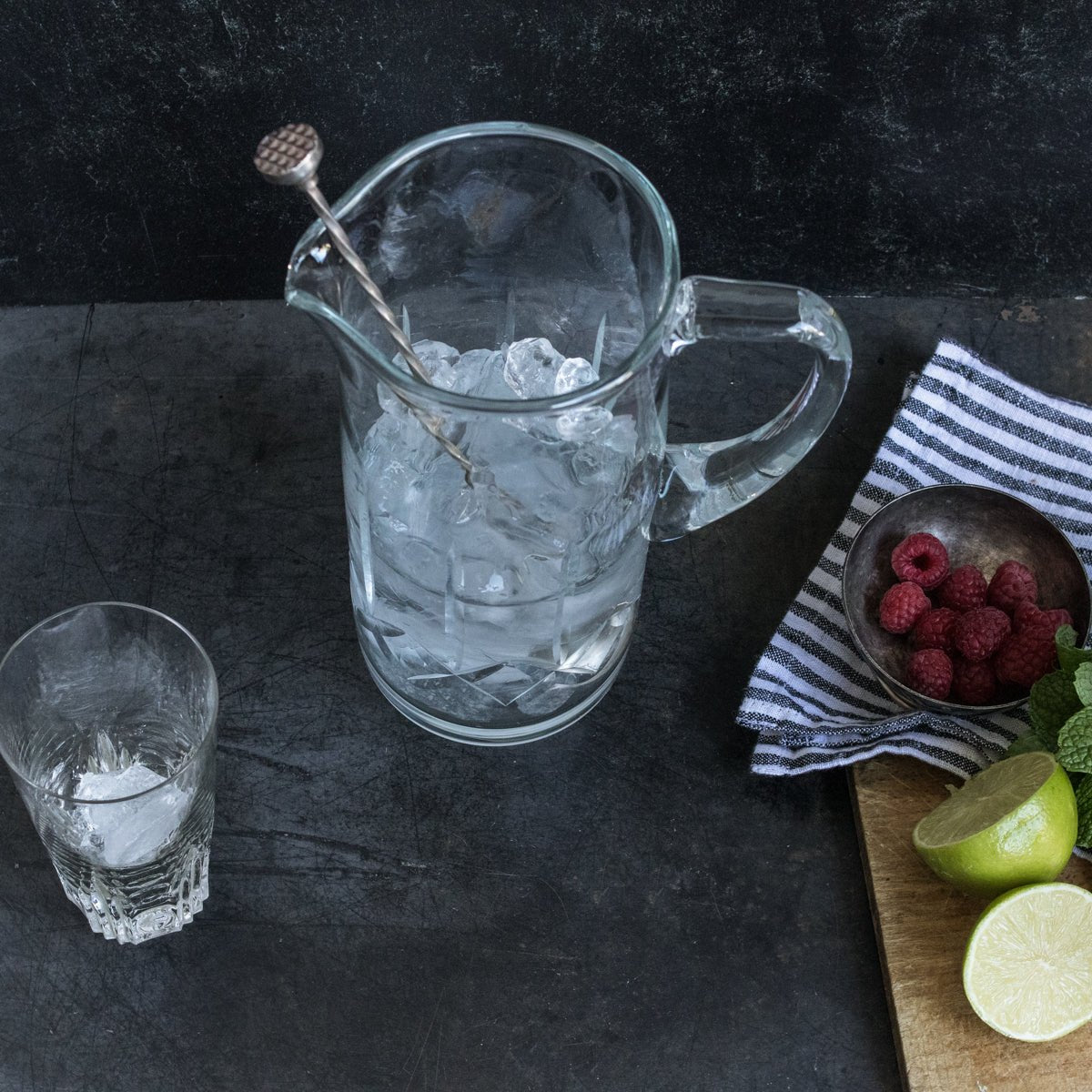 Crystal Bar Pitcher And Pair Of Tall Bar Glasses - elsie green - The French Kitchen