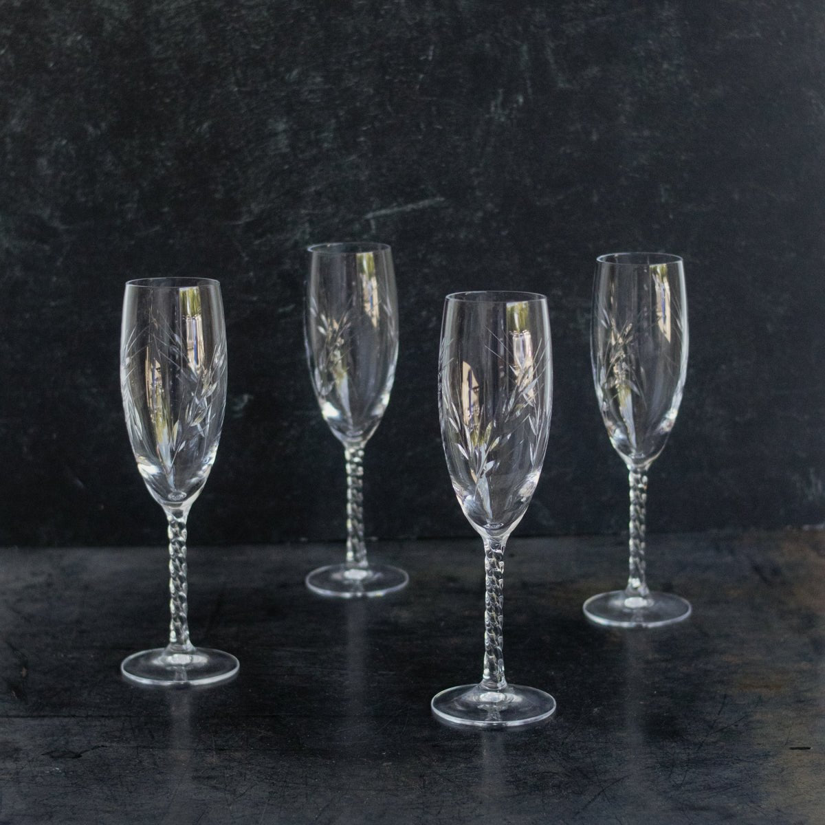 Crystal Champagne Flute Set of 4 - elsie green - The French Kitchen