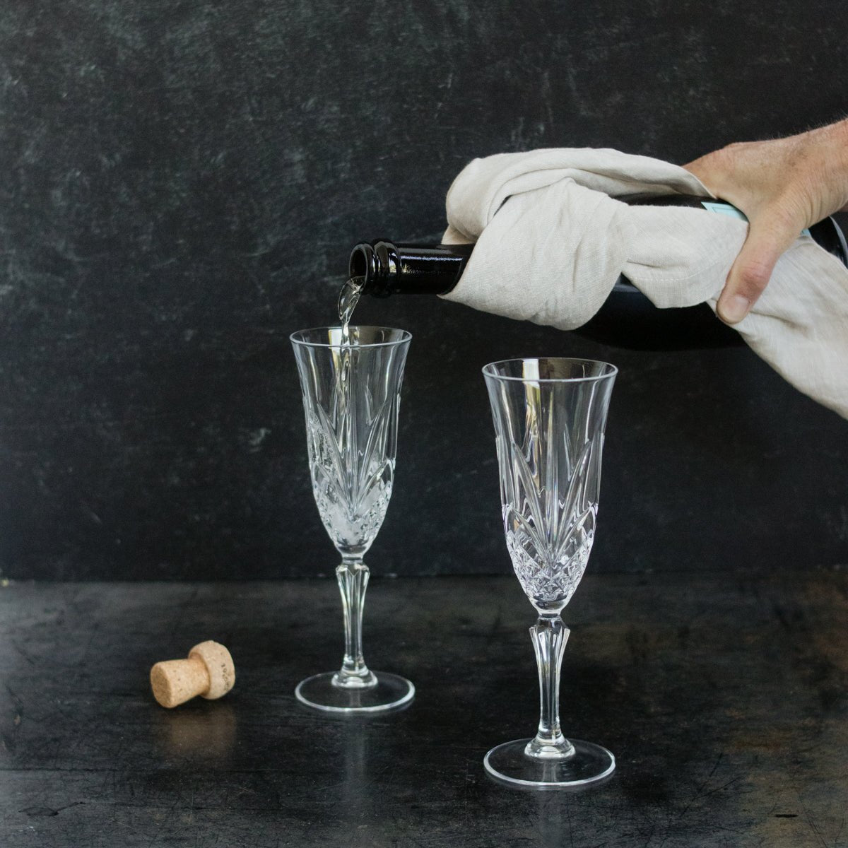 Crystal Champagne Flute Set of 6 - elsie green - The French Kitchen