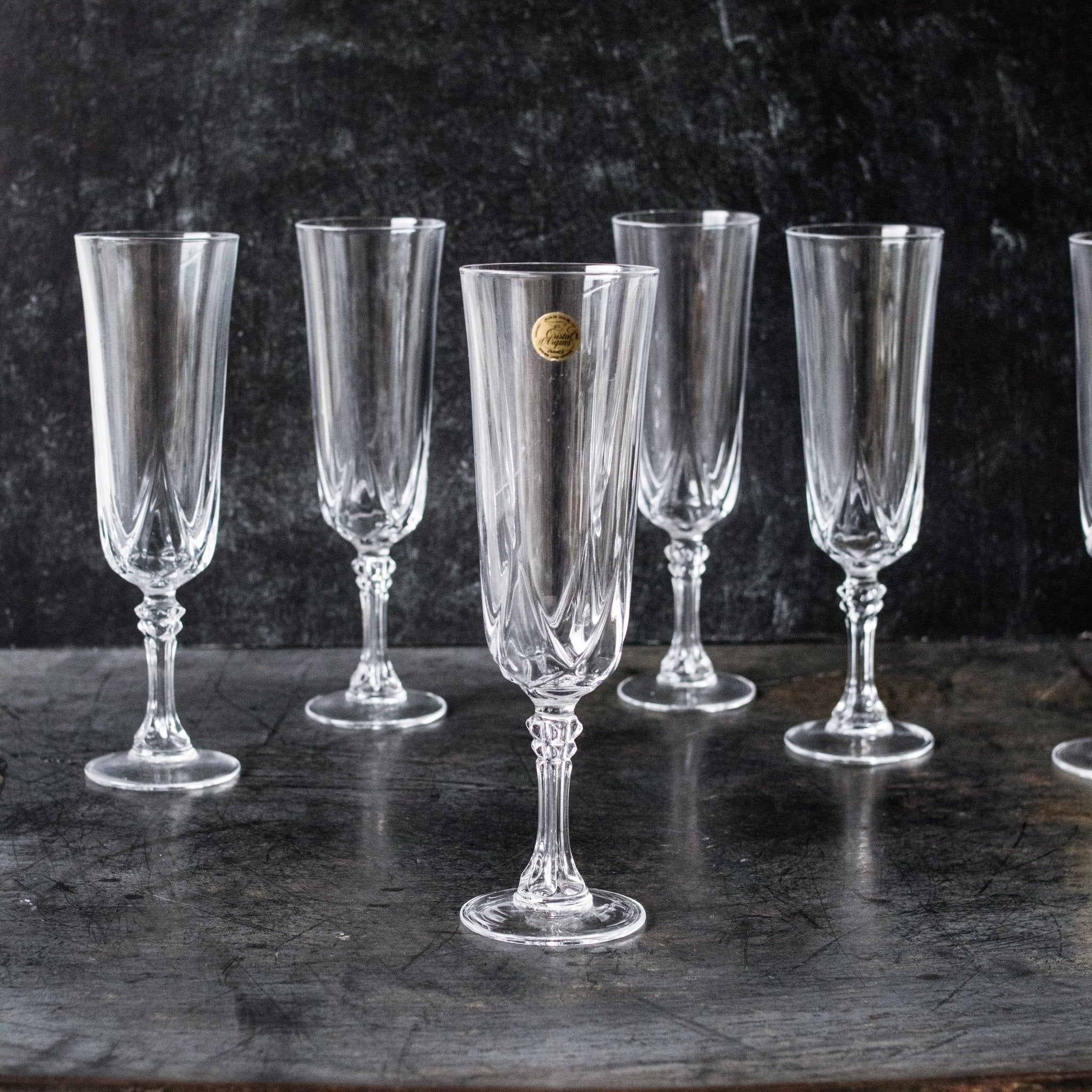 Crystal Champagne Flute Set of 6 - elsie green - the french kitchen