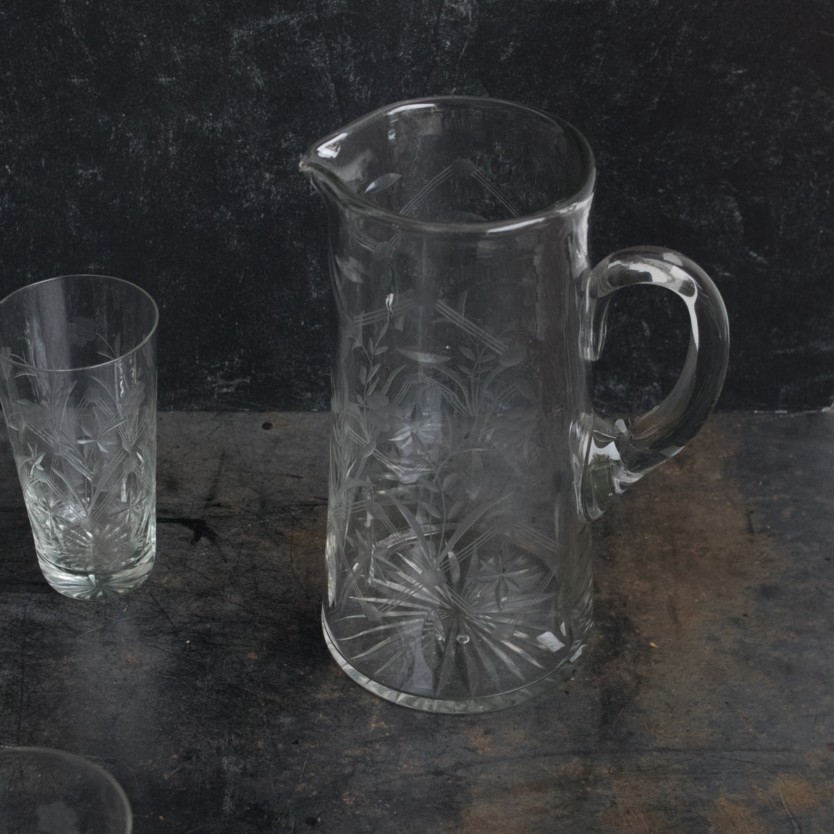 Crystal Pitcher And Set Of 5 Tumblers - elsie green - The French Kitchen