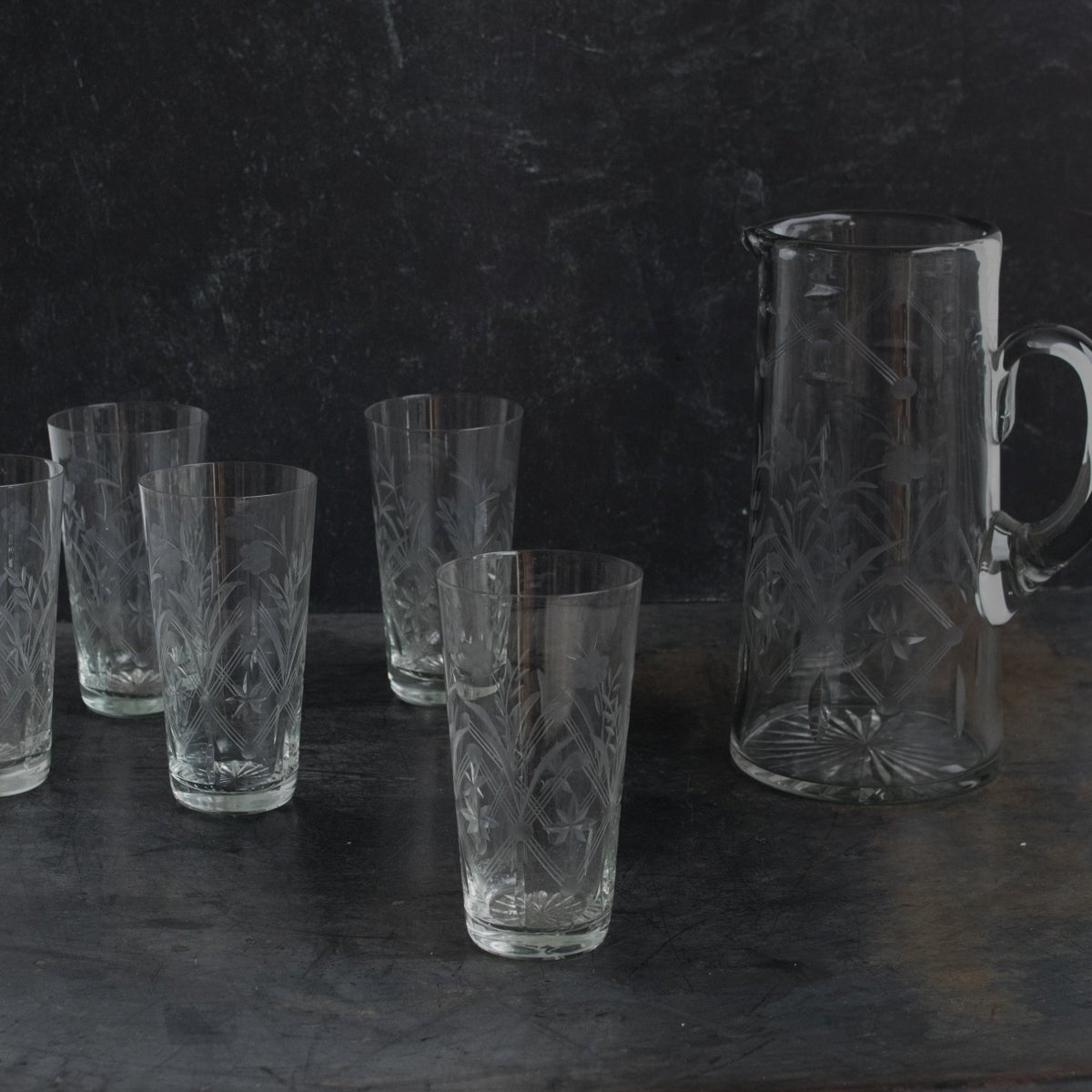 Crystal Pitcher And Set Of 5 Tumblers - elsie green - The French Kitchen