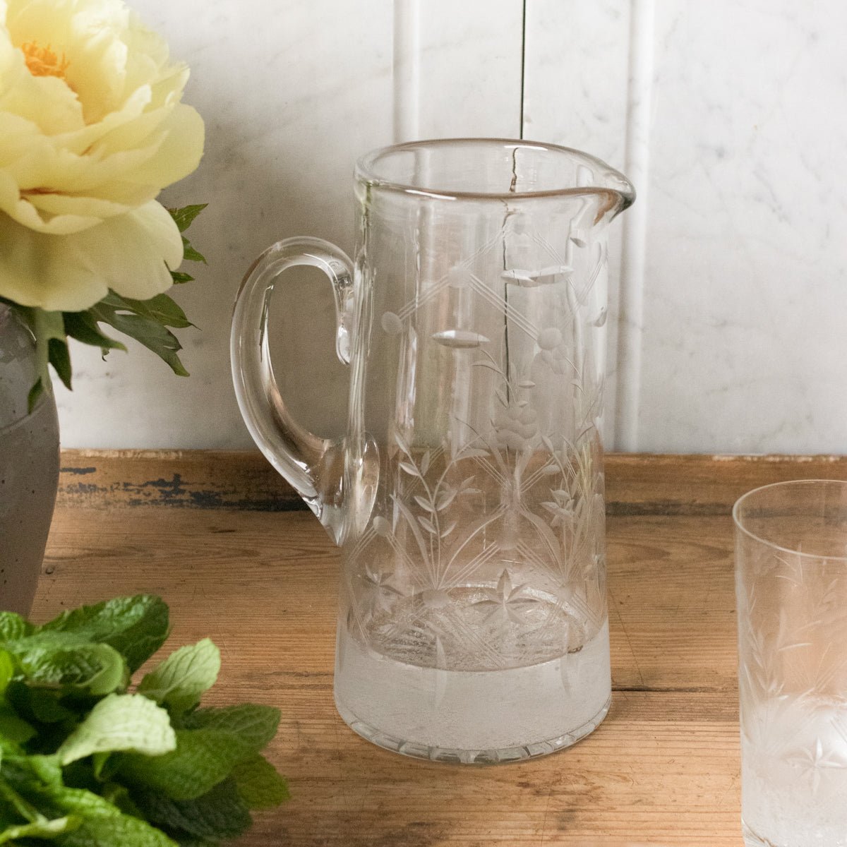 Crystal Pitcher and Set Of 5 Tumblers - elsie green - The French Kitchen