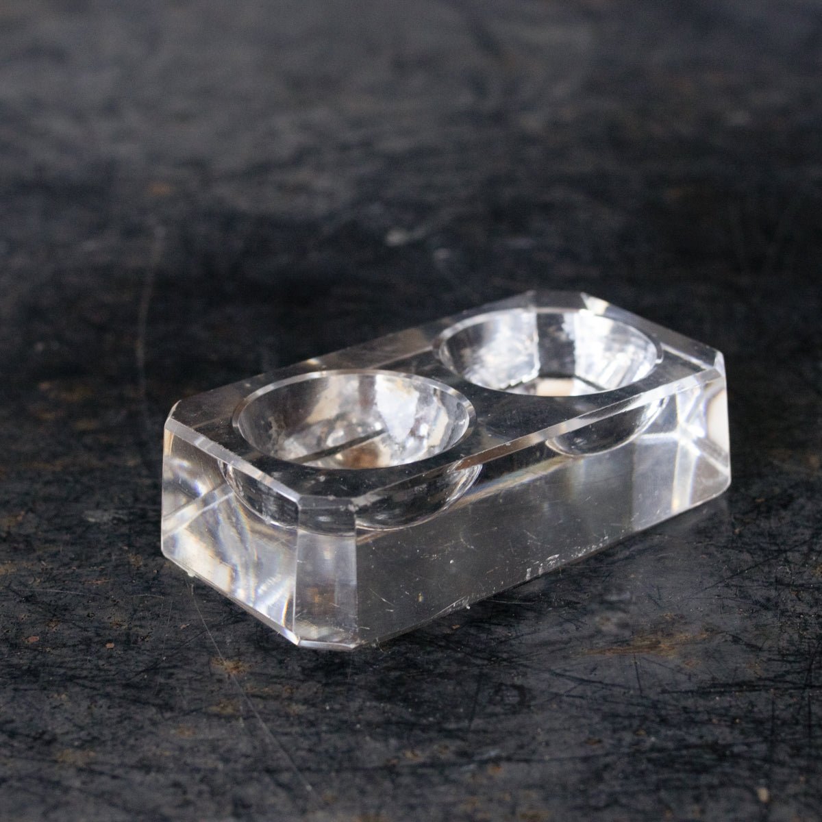 Crystal Salt Cellar and Silver Salt Spoon - elsie green - French Kitchen