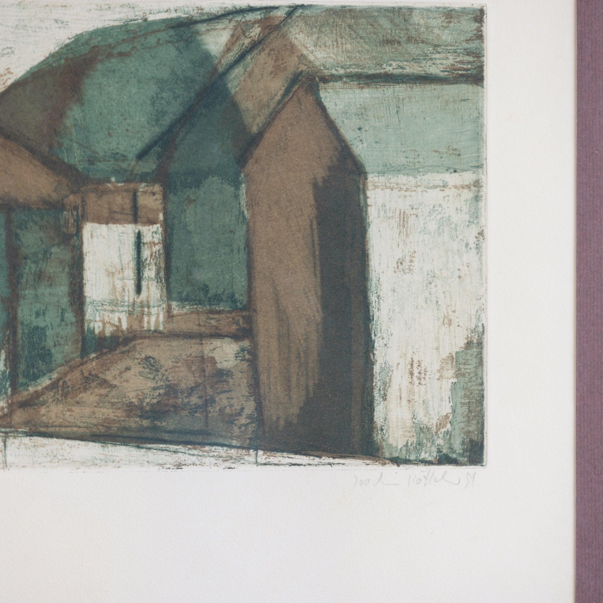 Cubist Village Lithgraph - elsie green - art