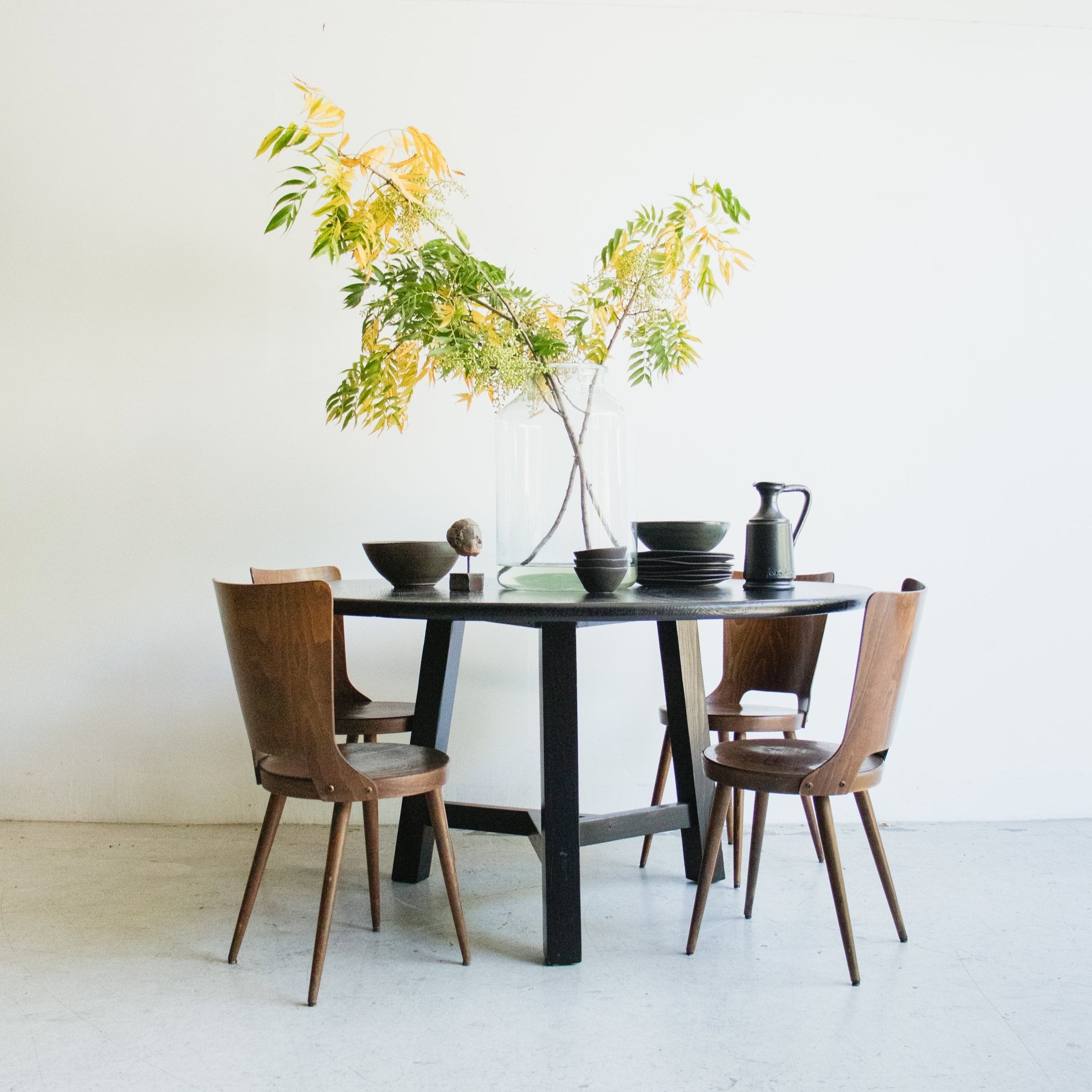 Reclaimed Wood Round Dining Table - elsie green