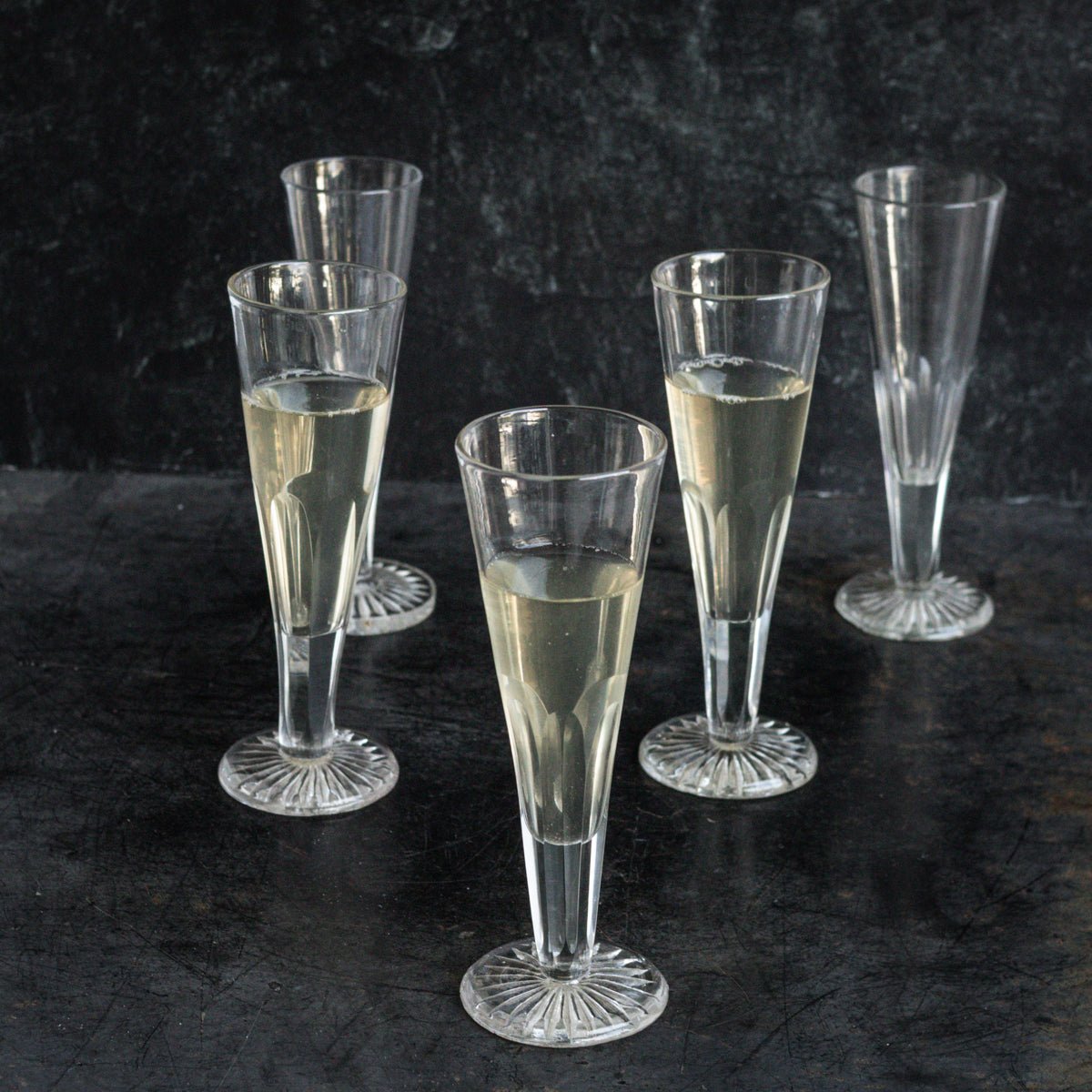 Cut Crystal Champagne Flute Set of 5 - elsie green - the french kitchen