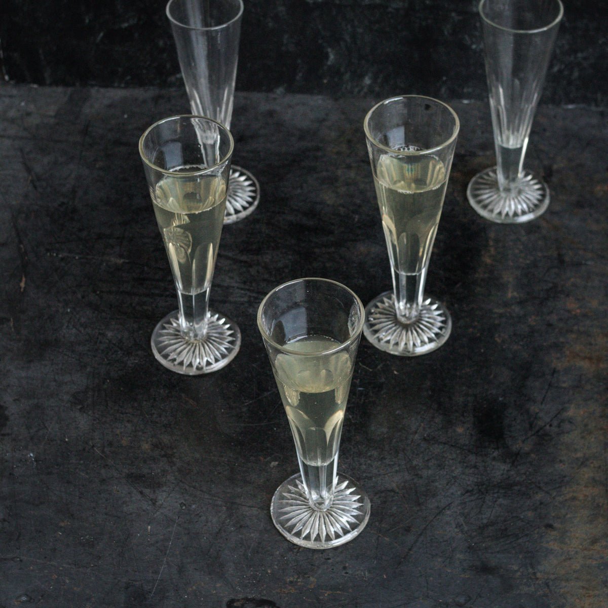 Cut Crystal Champagne Flute Set of 5 - elsie green - the french kitchen