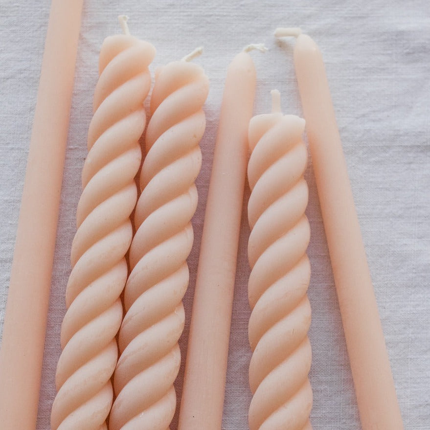 Pair of Twist Beeswax Tapers - elsie green