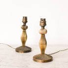 Pair of Vintage Brass Candlestick Lamps - elsie green