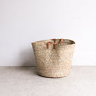 Wide Basket with Leather Handles - elsie green