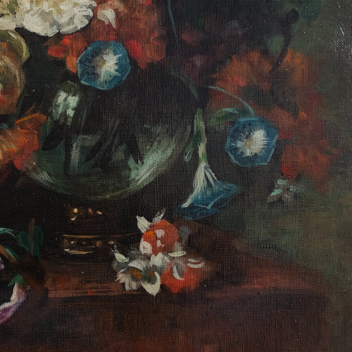 Dramatic Floral Still Life Oil Painting - elsie green - art