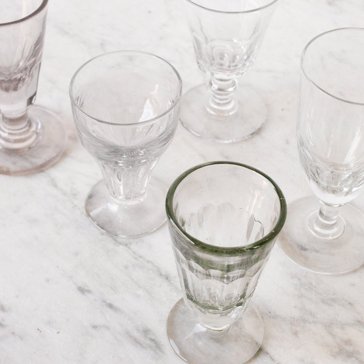 Eclectic Pair of Antique Cut Glass Absinthe Glasses - elsie green - the french kitchen