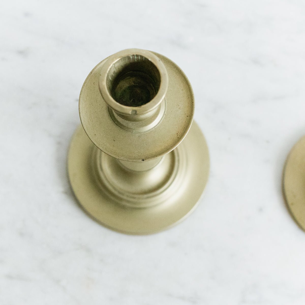 Eclectic Pair of Brass Candlesticks - elsie green - decor