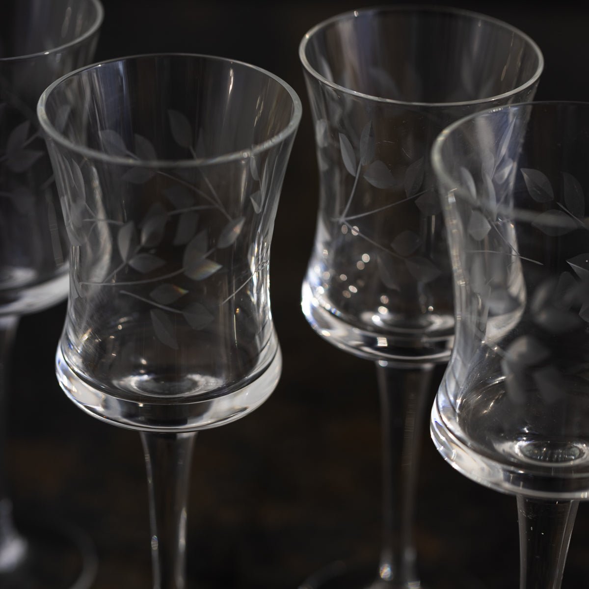 Engraved Aperitif Glass Set of 4 - elsie green - the french kitchen